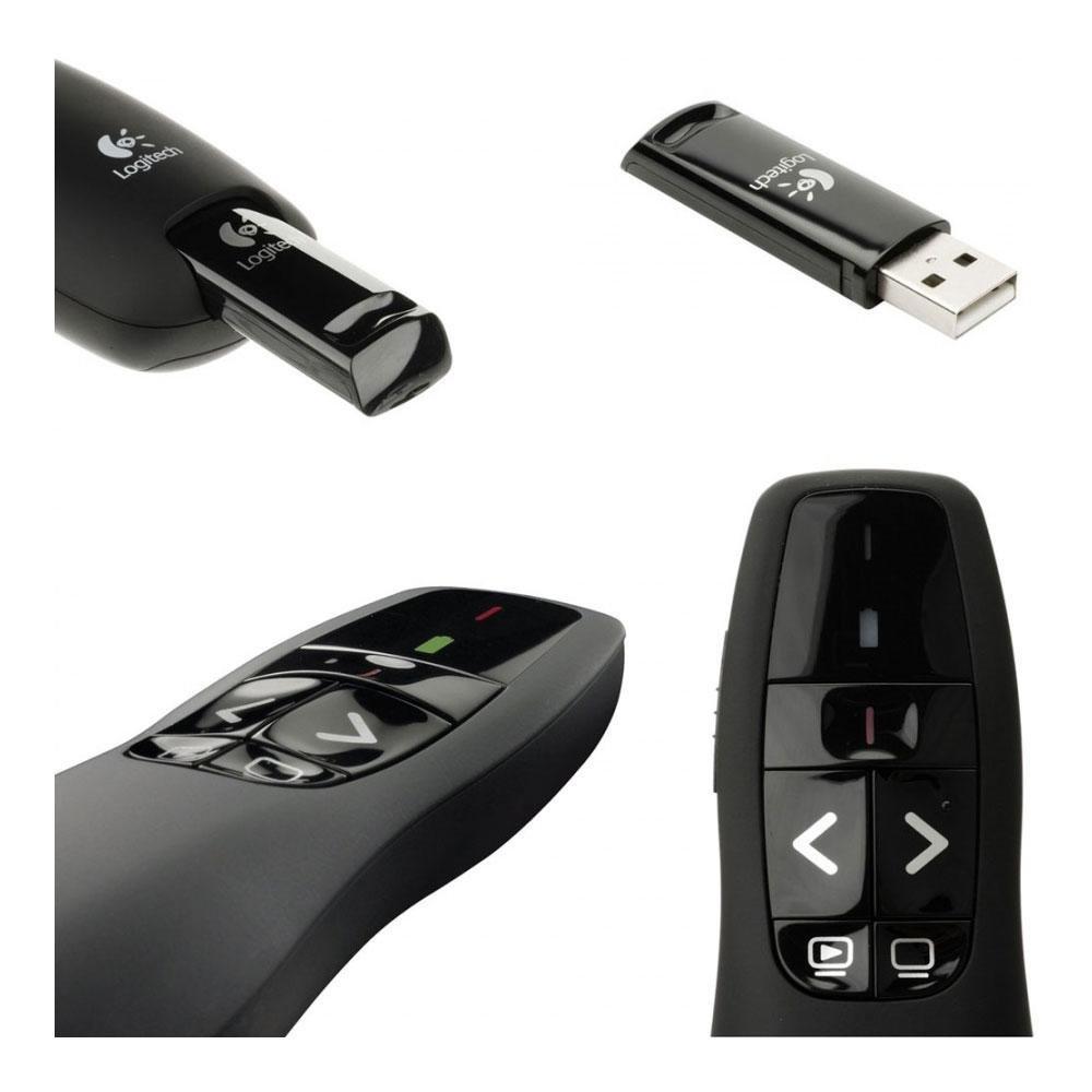 Apresentador sem fio Logitech R400 com Laser Pointer Vermelho, Conexão USB e Pilha Inclusa - 910-001354 - 6