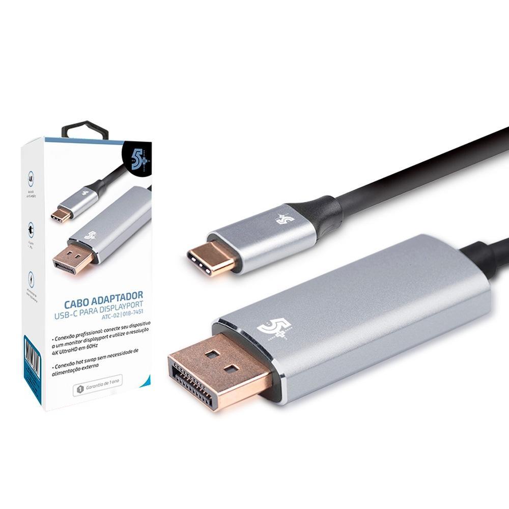 Adaptador USB-C para Displayport, 5+, Alumínio - 018-7451 - 1