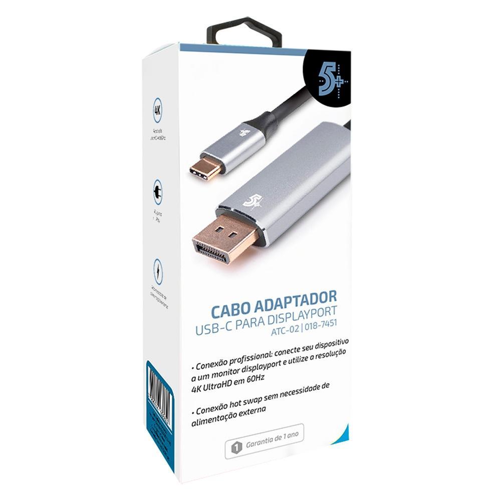Adaptador USB-C para Displayport, 5+, Alumínio - 018-7451 - 2
