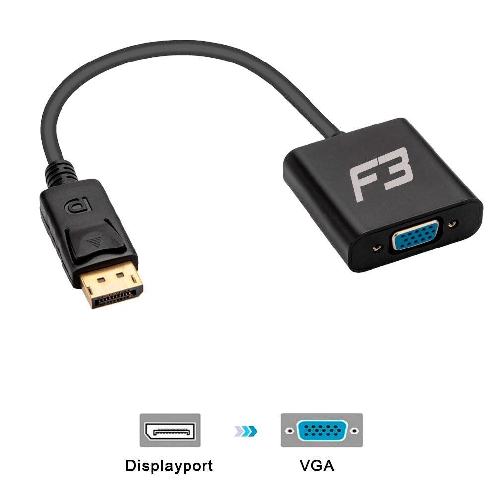 Adaptador Displayport para VGA, F3, Preto - JC-CB-DVGA - 2