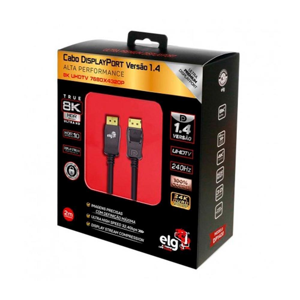 Cabo DisplayPort 1.4 8K Ultra HD ELG, 2 Metros - DP1420 - 2