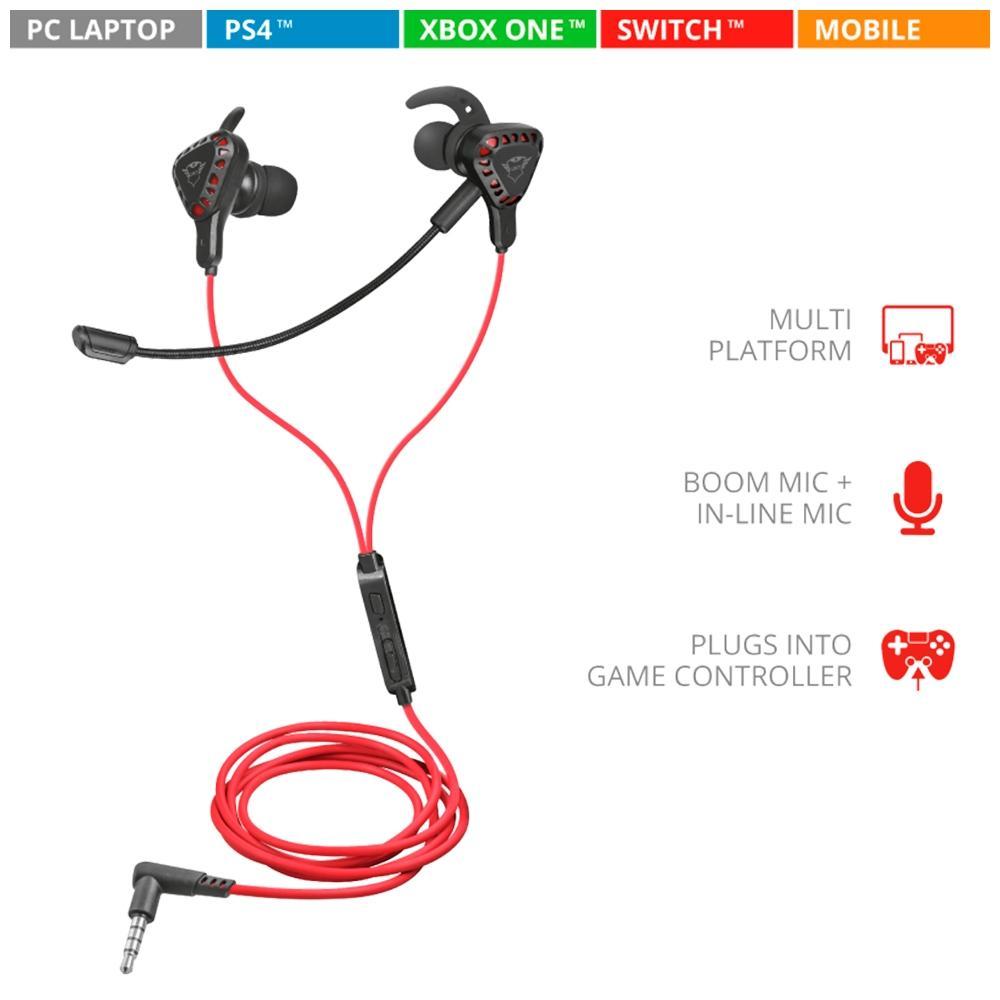Fone de Ouvido Gamer Intra Auricular Trust GXT 408 Cobra Multiplataform Gaming Earphones, com Microfone - 23029 - 5
