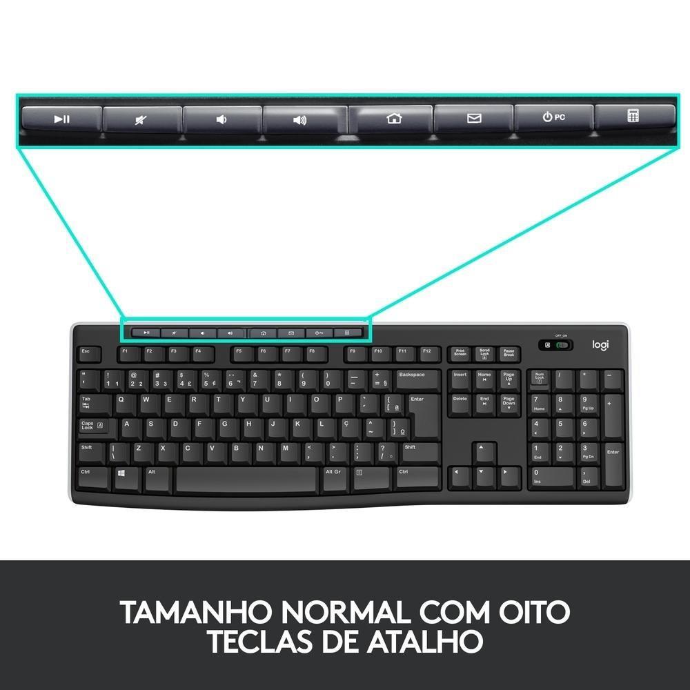 Combo Teclado e Mouse sem fio Logitech MK270 com Teclas de Mídia de Fácil Acesso, Conexão USB, Pilhas Inclusas e Layout ABNT2 -920-004433 - 6