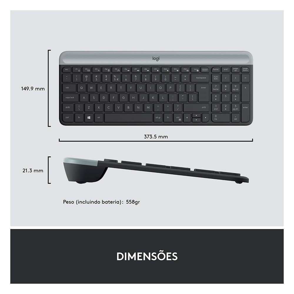 Combo Teclado e Mouse sem fio Logitech MK470 com Design Slim, Digitação e Clique Silencioso, Mouse Ambidestro e Pilhas Inclusas - 920-009268 - 5