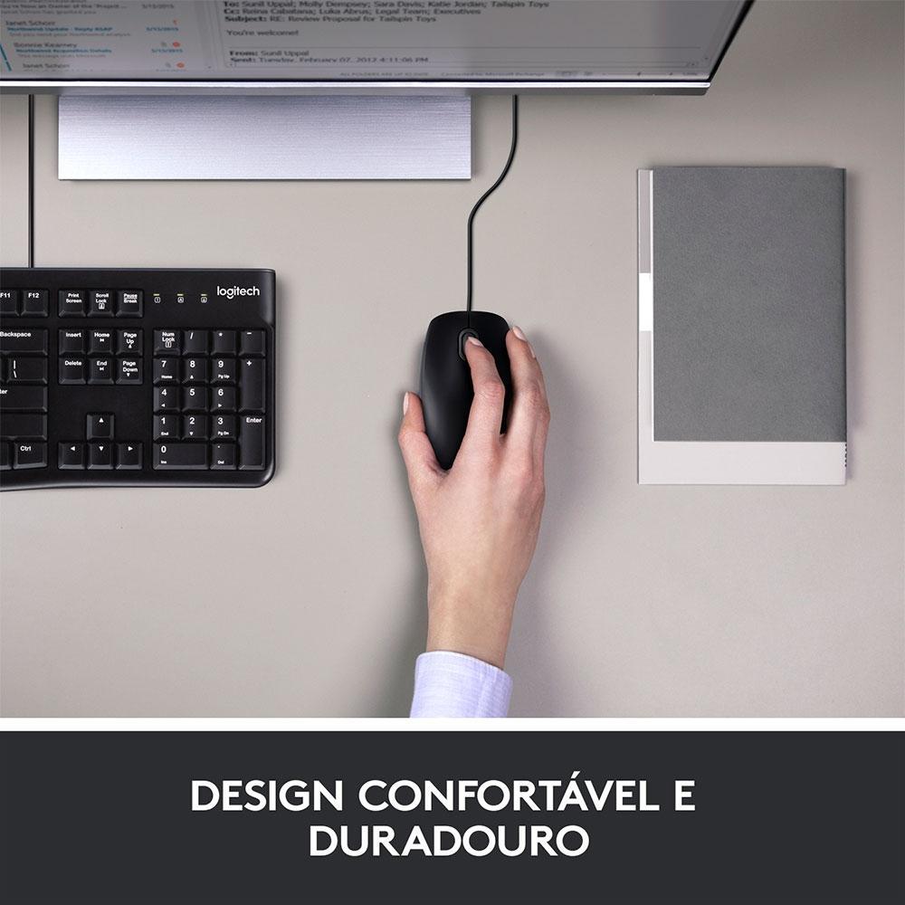 Combo Teclado e Mouse com fio USB Logitech MK120 com Design Confortável, Durável e Resistente à Respingos e Layout ABNT2 - 920-004429 - 4