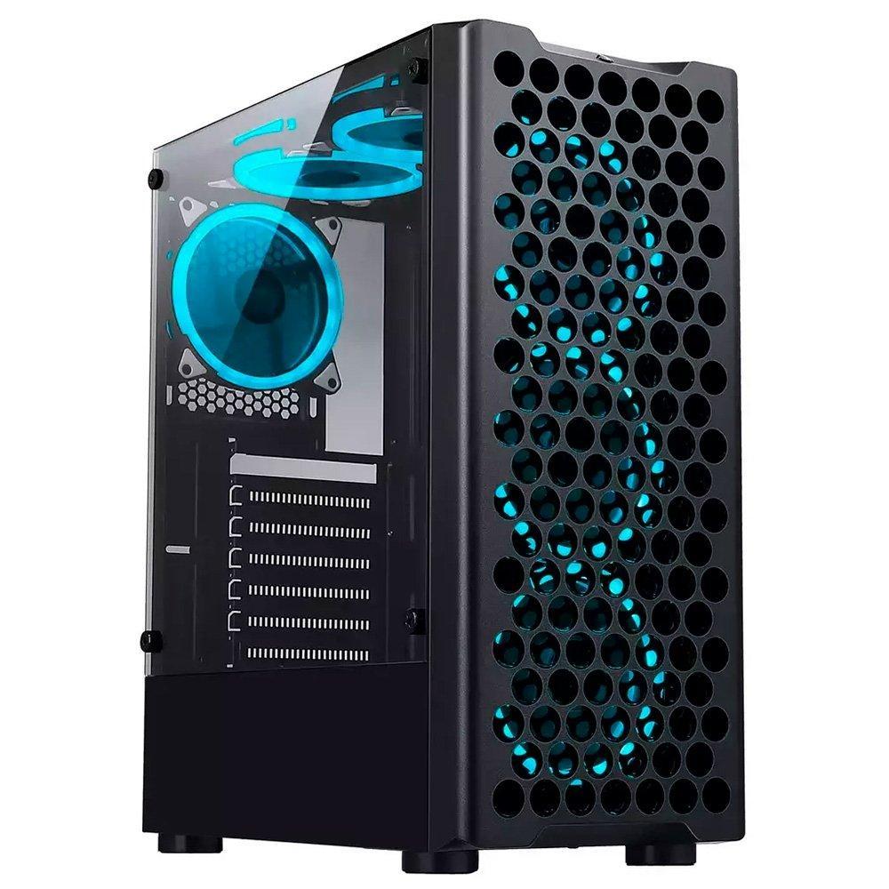 Gabinete Gamer Rise Mode X5 Glass, RGB, Lateral em Vidro Fumê, Sem FANs, Preto - RM-X5-05-FB - 1