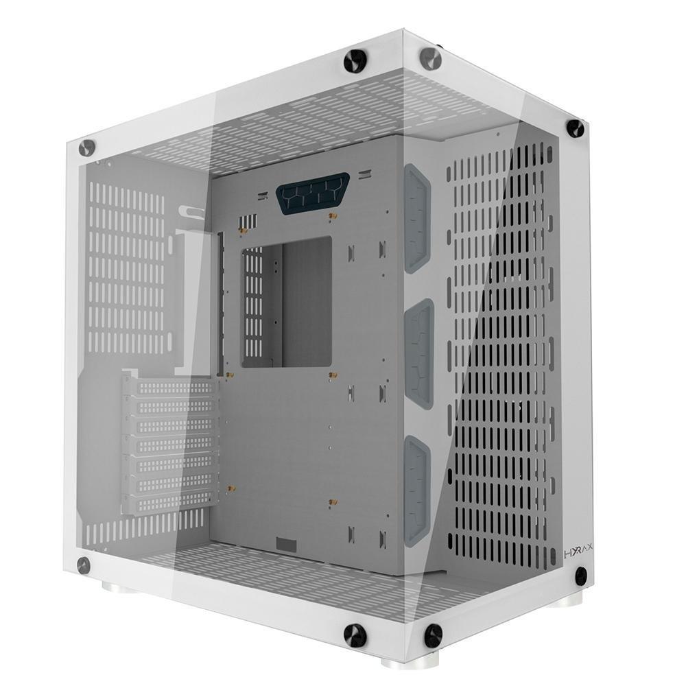 Gabinete Gamer Hyrax HGB700, ATX, Mid Tower, Frontal e Lateral em Vidro Temperado, Sem FANs, Branco - HGB700W - 1