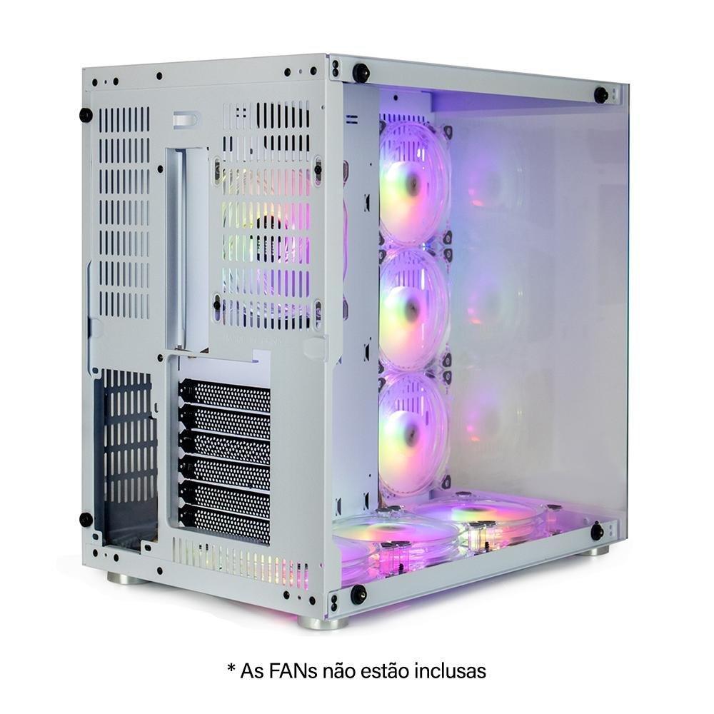 Gabinete Gamer Hyrax HGB700, ATX, Mid Tower, Frontal e Lateral em Vidro Temperado, Sem FANs, Branco - HGB700W - 2