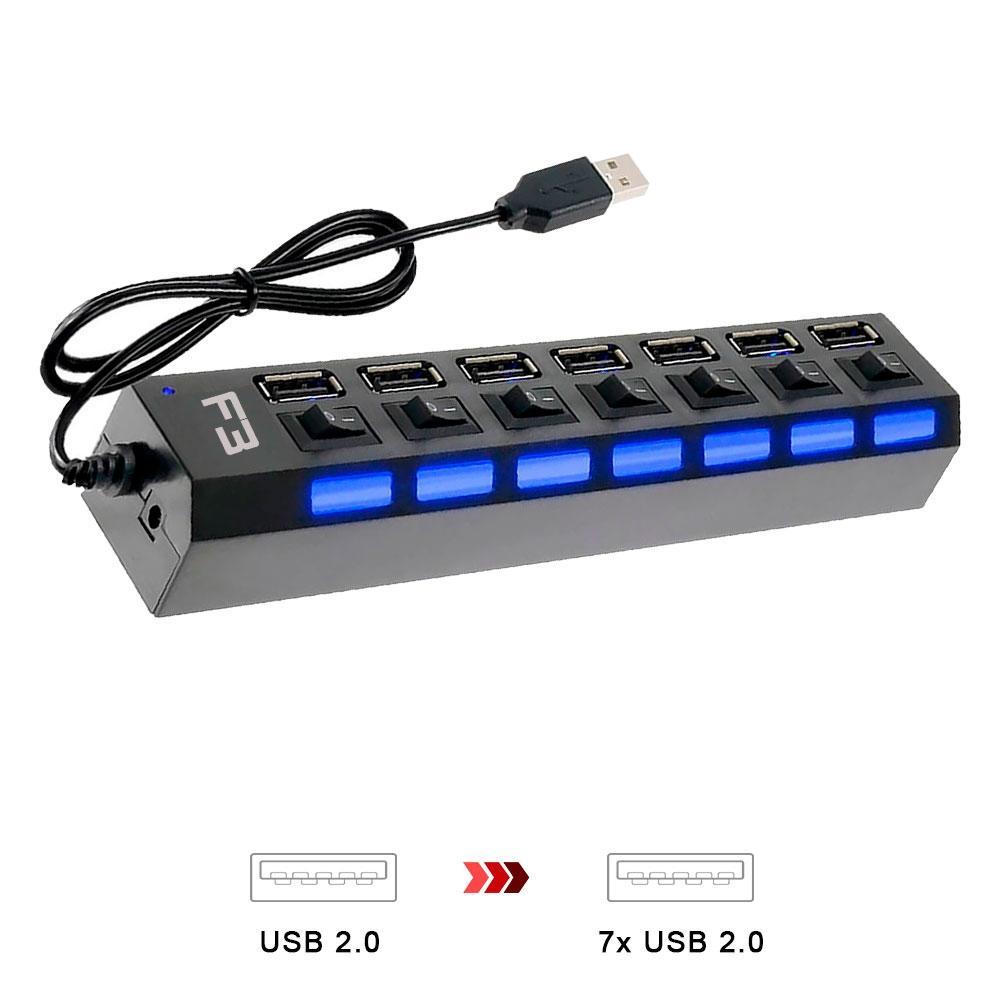 HUB USB 2.0 F3, 7 Portas, Preto - JC-HUB701 - 2