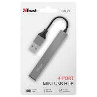 Hub Trust Halyx, 4 Portas USB 2.0, Ultra Compacto, Conexão USB, de Alumínio, - 23786 - 2