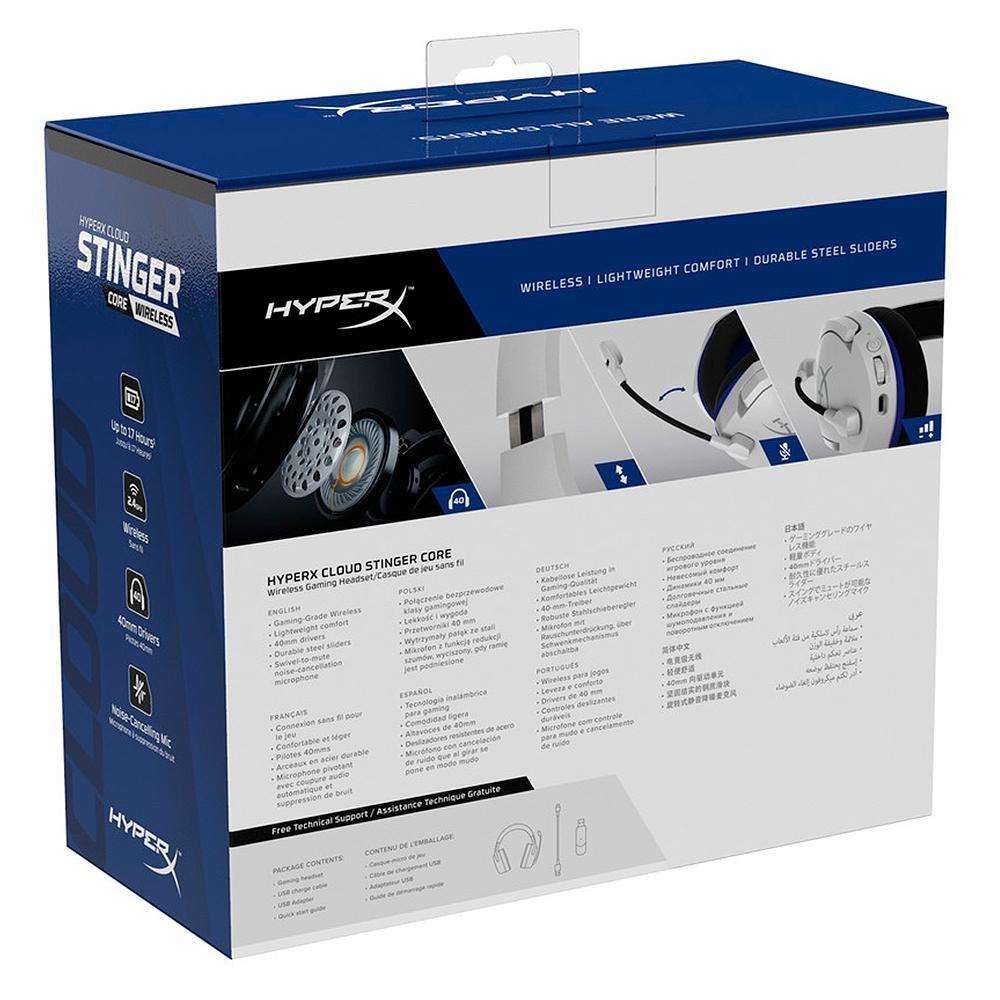 Headset Sem Fio Gamer HyperX Cloud Stinger Core, Drivers 40mm, PS5 PS4 e PC, Branco e Azul - 4P5J1AA - 8