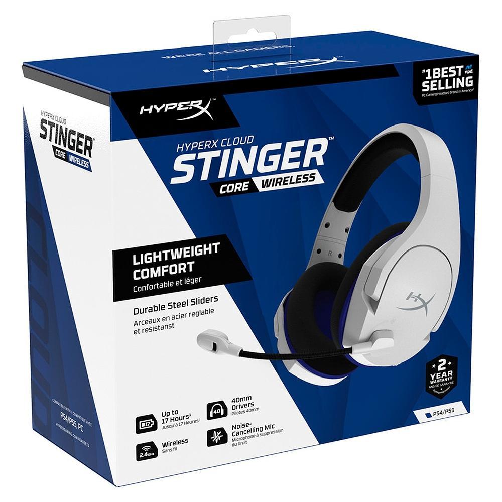 Headset Sem Fio Gamer HyperX Cloud Stinger Core, Drivers 40mm, PS5 PS4 e PC, Branco e Azul - 4P5J1AA - 9