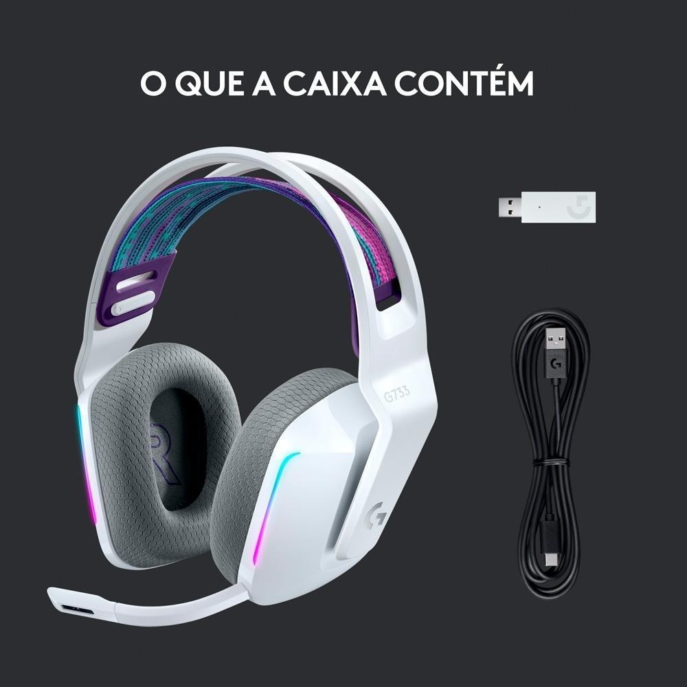 Headset Gamer Sem Fio Logitech G733 7.1 Dolby Surround RGB LIGHTSYNC, Blue VOICE para PC e PlayStation, Branco - 981-000882 - 10