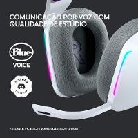 Headset Gamer Sem Fio Logitech G733 7.1 Dolby Surround RGB LIGHTSYNC, Blue VOICE para PC e PlayStation, Branco - 981-000882