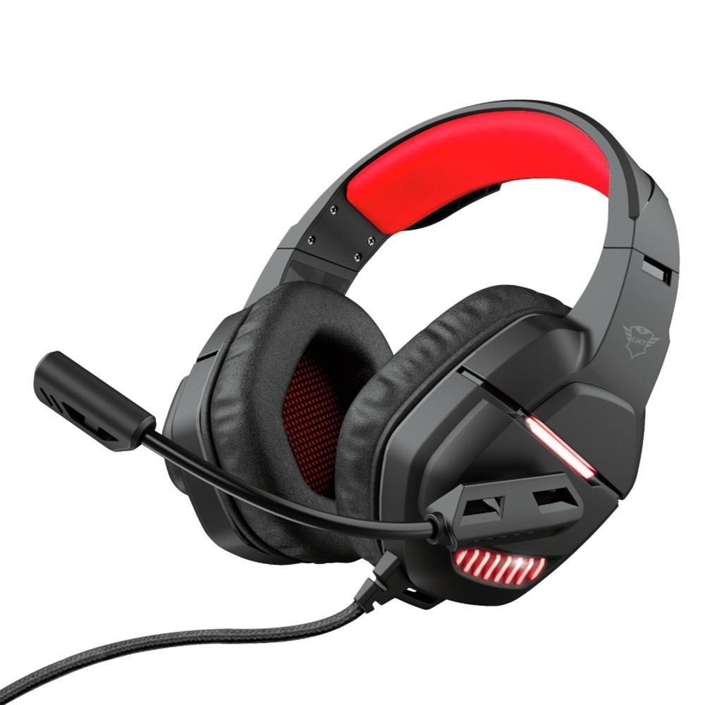 Headset Gamer Trust GXT 448 Nixxo, LED, Estéreo, Drivers 50mm, USB e P3, Preto e Vermelho - 24030 - 2