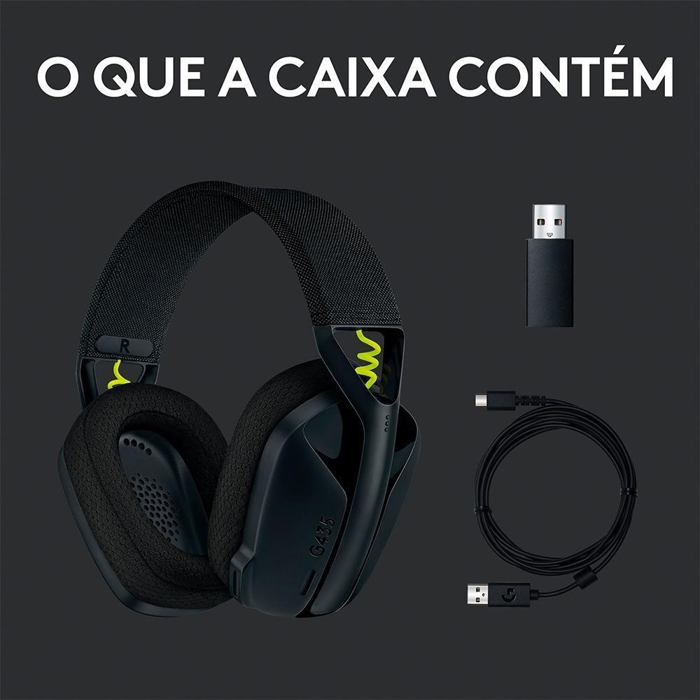 Headset Gamer Sem Fio Logitech G435, Lightspeed e Bluetooth, Dolby Atmos, USB, PC, PS4, PS5, Mobile, Drivers 40mm, Preto - 981-001049 - 6