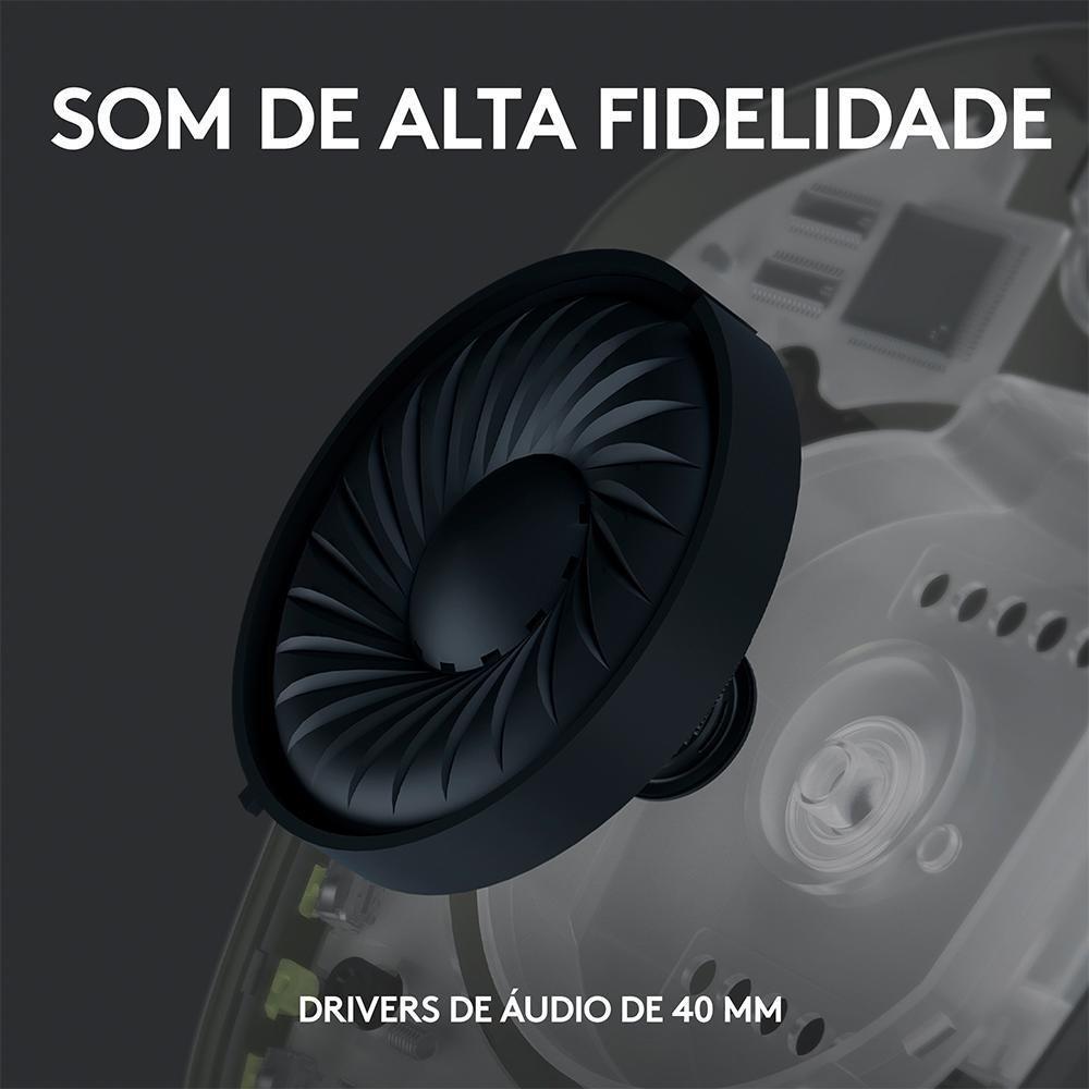 Headset Gamer Sem Fio Logitech G435, Lightspeed e Bluetooth, Dolby Atmos, USB, PC, PS4, PS5, Mobile, Drivers 40mm, Preto - 981-001049 - 7