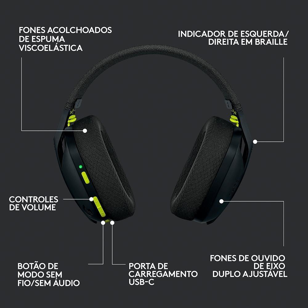 Headset Gamer Sem Fio Logitech G435, Lightspeed e Bluetooth, Dolby Atmos, USB, PC, PS4, PS5, Mobile, Drivers 40mm, Preto - 981-001049 - 8