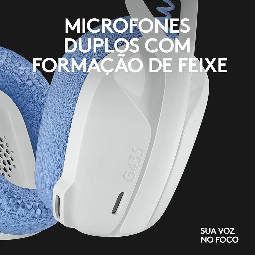 Headset Gamer Sem Fio Logitech G435, Lightspeed e Bluetooth, Dolby Atmos, USB, PC, PS4, PS5, Mobile, Drivers 40mm, Branco - 981-001073 - 5
