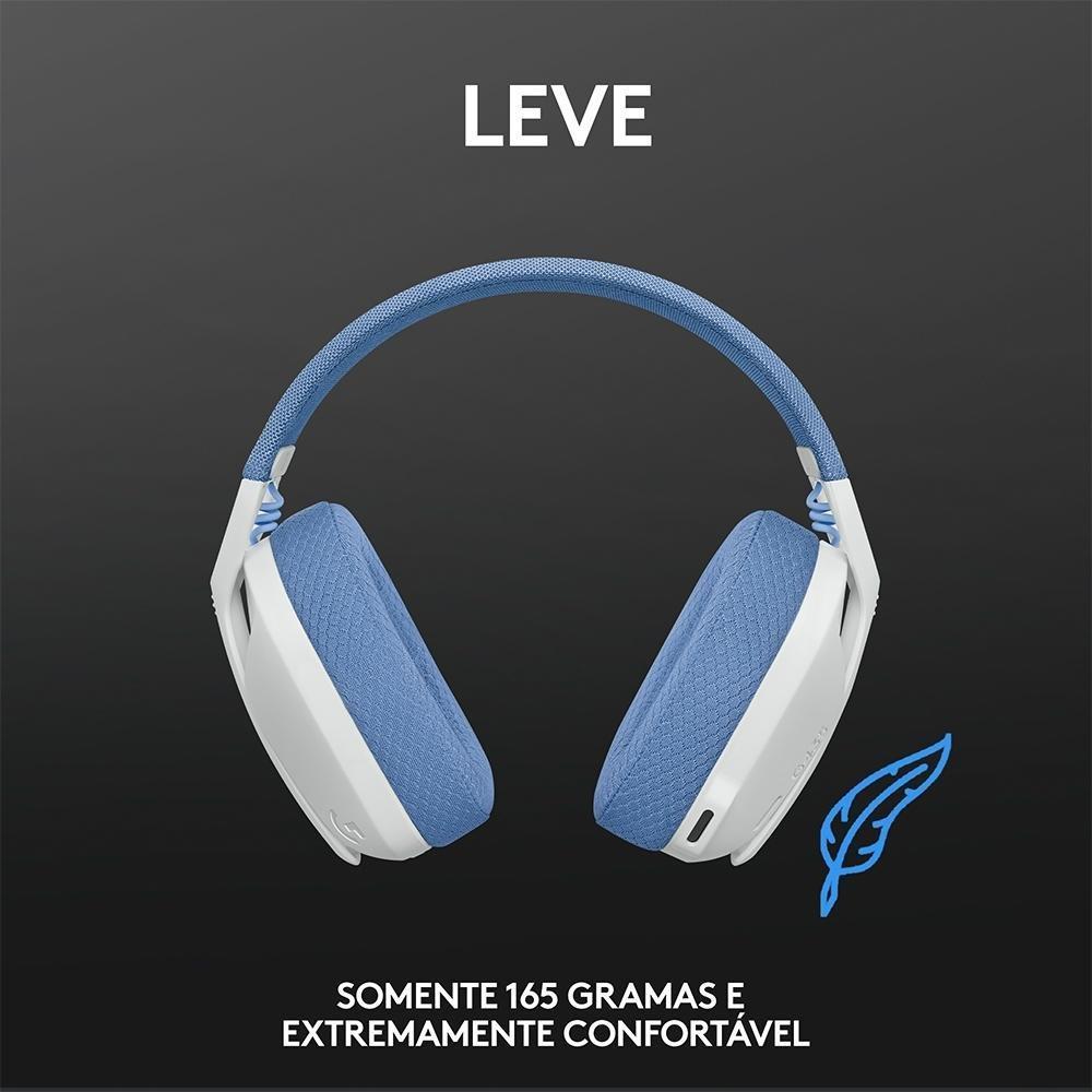 Headset Gamer Sem Fio Logitech G435, Lightspeed e Bluetooth, Dolby Atmos, USB, PC, PS4, PS5, Mobile, Drivers 40mm, Branco - 981-001073 - 10