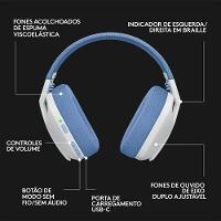 Headset Gamer Sem Fio Logitech G435, Lightspeed e Bluetooth, Dolby Atmos, USB, PC, PS4, PS5, Mobile, Drivers 40mm, Branco - 981-001073 - 6