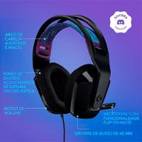 Headset Gamer Logitech G335, 3.5mm para PC/PlayStation/Xbox/Switch/Mobile, Driver 40mm, Arco Ajustável, Preto - 981-000977 - 2