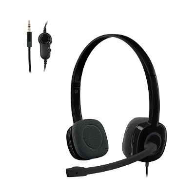 Headset com fio Logitech H151 com Microfone com Redução de Ruído e Conexão 3,5mm - 981-000587