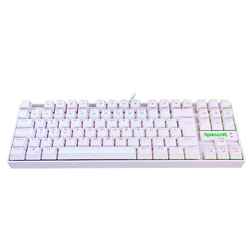 Kit Gamer Redragon Teclado Mecânico Kumara, RGB, Switch Outemu Blue, PT, Branco + Mouse Cobra M711, Chroma, 10000DPI, Branco - S118W - 8