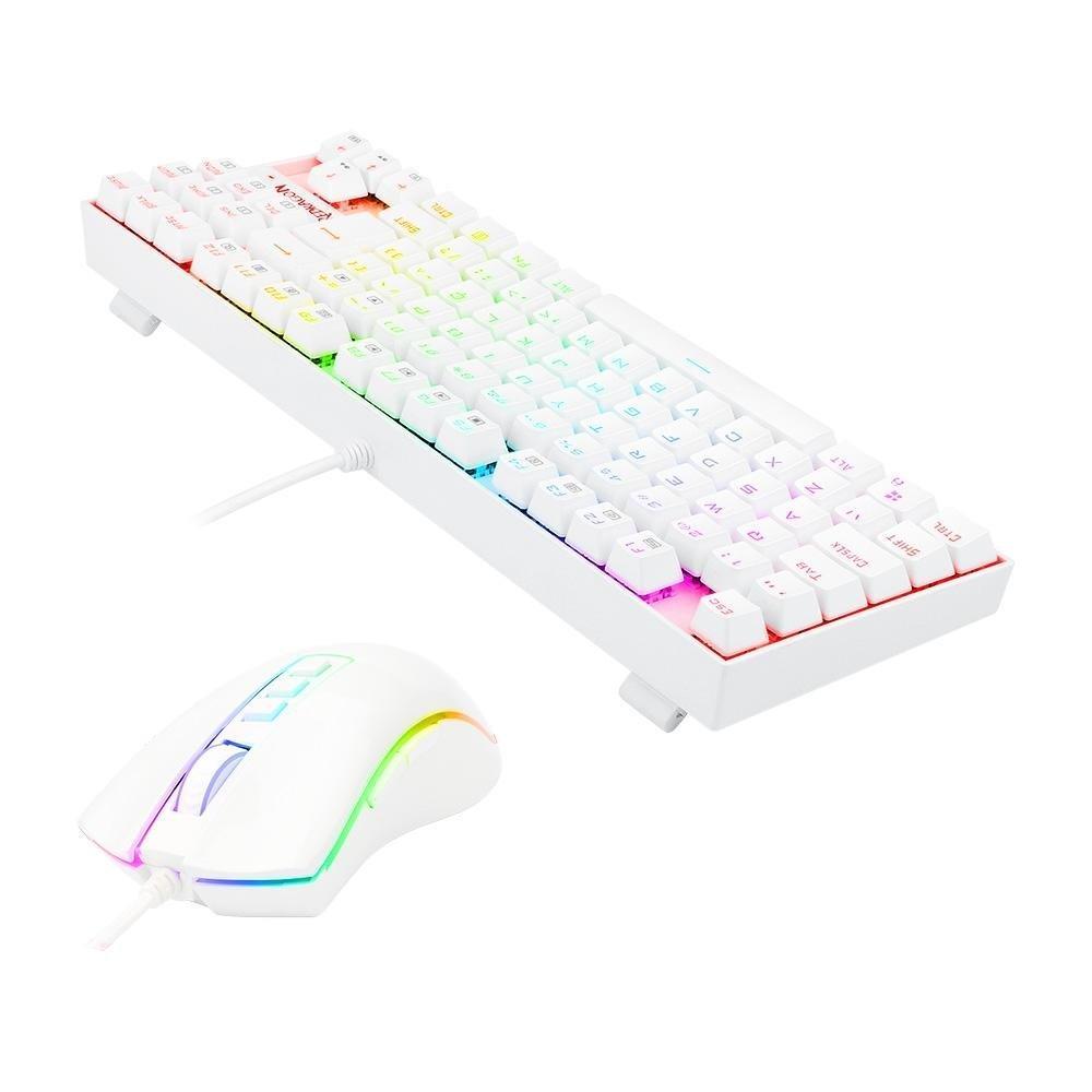 Kit Gamer Redragon RGB Headset Lamia 2 Surround 7.1  + Teclado Kumara Switch Outemu Blue + Mouse Cobra V2, 12400DPI, Branco - S125W - 4