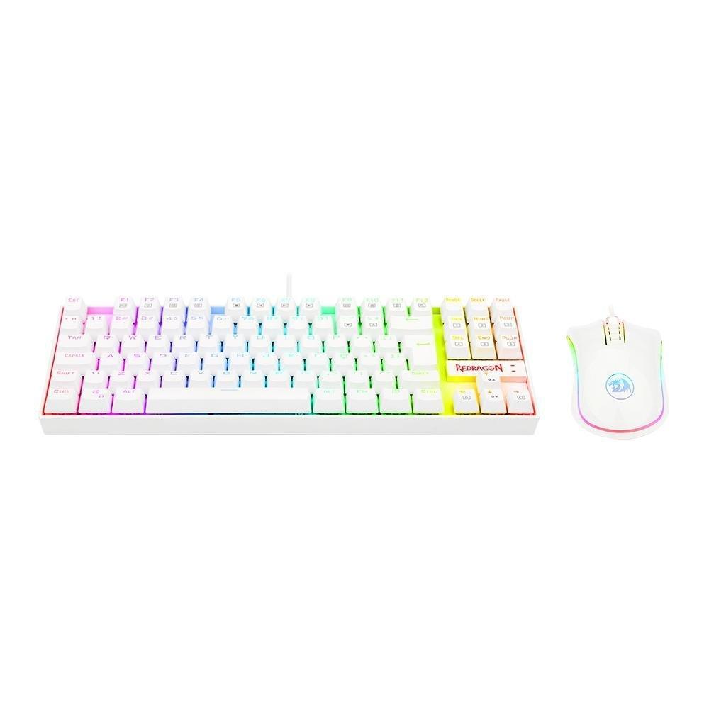 Kit Gamer Redragon RGB Headset Lamia 2 Surround 7.1  + Teclado Kumara Switch Outemu Blue + Mouse Cobra V2, 12400DPI, Branco - S125W - 6