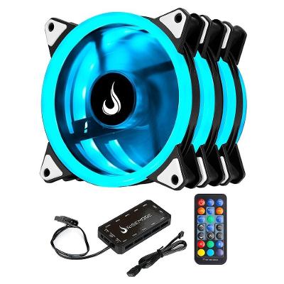 Kit Com 3 Ventoinhas Rise Mode Smart, 120mm, RGB, Preto - RM-FN-02-RGB