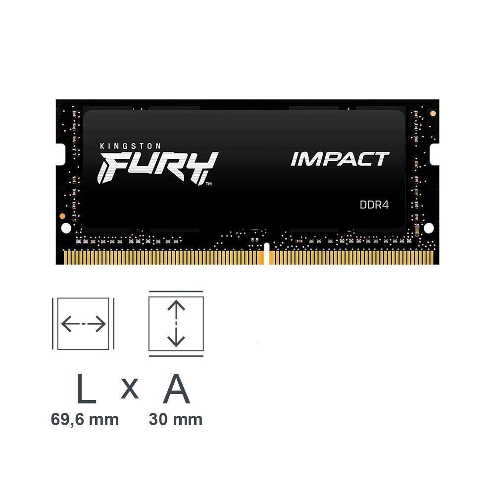 Memória RAM para Notebook Kingston Fury Impact, 16GB, 3200MHz, DDR4, CL20 - KF432S20IB/16 - 3