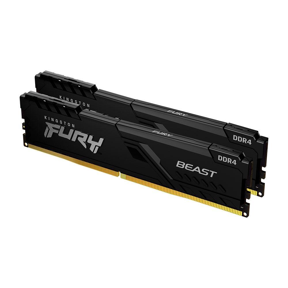 Memória RAM Kingston Fury Beast, 64GB (2x32GB), 3200MHz, DDR4, CL16, Preto - KF432C16BBK2/64 - 1