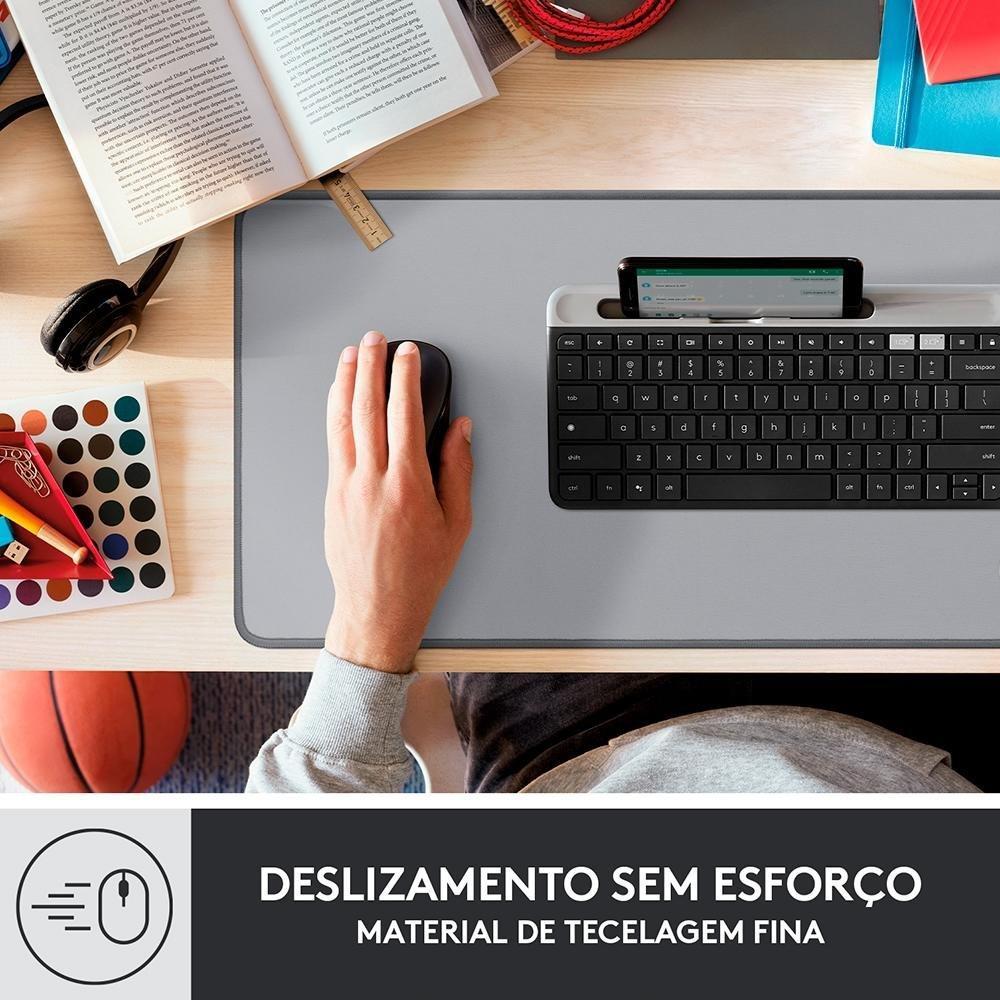 Mousepad Desk Mat Logitech Studio Series, Grande 300x700mm, Antiderrapante, Design Resistente a Respingos, Cinza - 956-000047 - 5