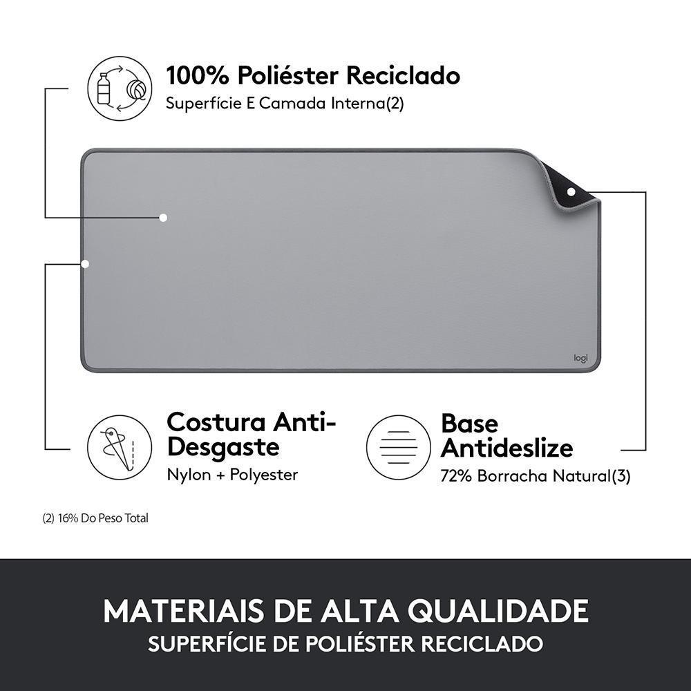 Mousepad Desk Mat Logitech Studio Series, Grande 300x700mm, Antiderrapante, Design Resistente a Respingos, Cinza - 956-000047 - 6