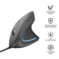 Mouse Trust Vertical Ergonômico Verto, LED Azul, 6 Botões - 22885 - 3