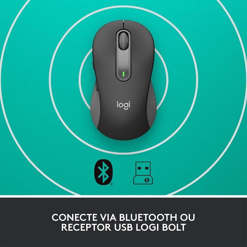 Mouse Sem Fio Logitech Signature M650, 2000 DPI, Compacto, 5 Botões, Silencioso, Bluetooth, USB, Grafite - 910-006250 - 4