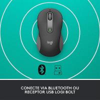 Mouse Sem Fio Logitech Signature M650, 2000 DPI, Compacto, 5 Botões, Silencioso, Bluetooth, USB, Grafite - 910-006250