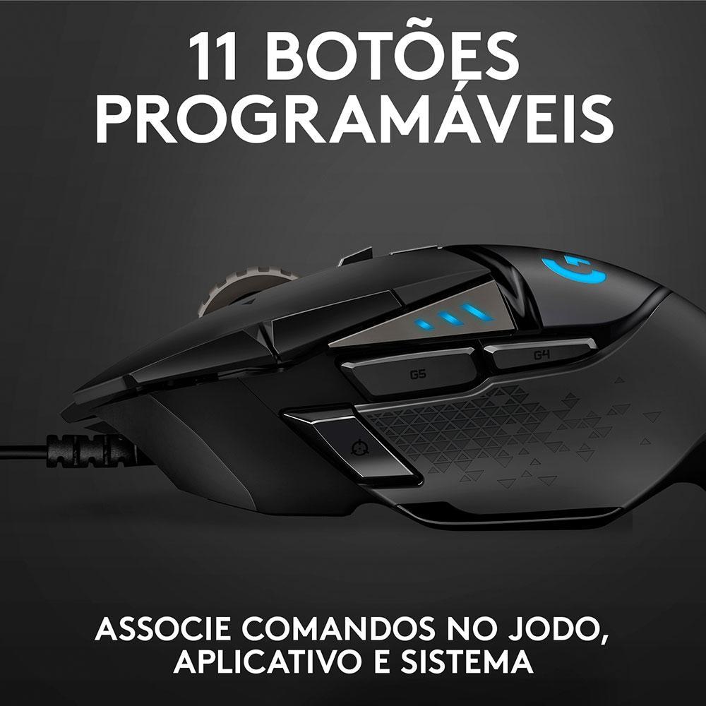 Mouse Gamer Logitech G502 HERO com RGB LIGHTSYNC, Ajustes de Peso, 11 Botões Programáveis, Sensor HERO 25K - 910-005550 - 10