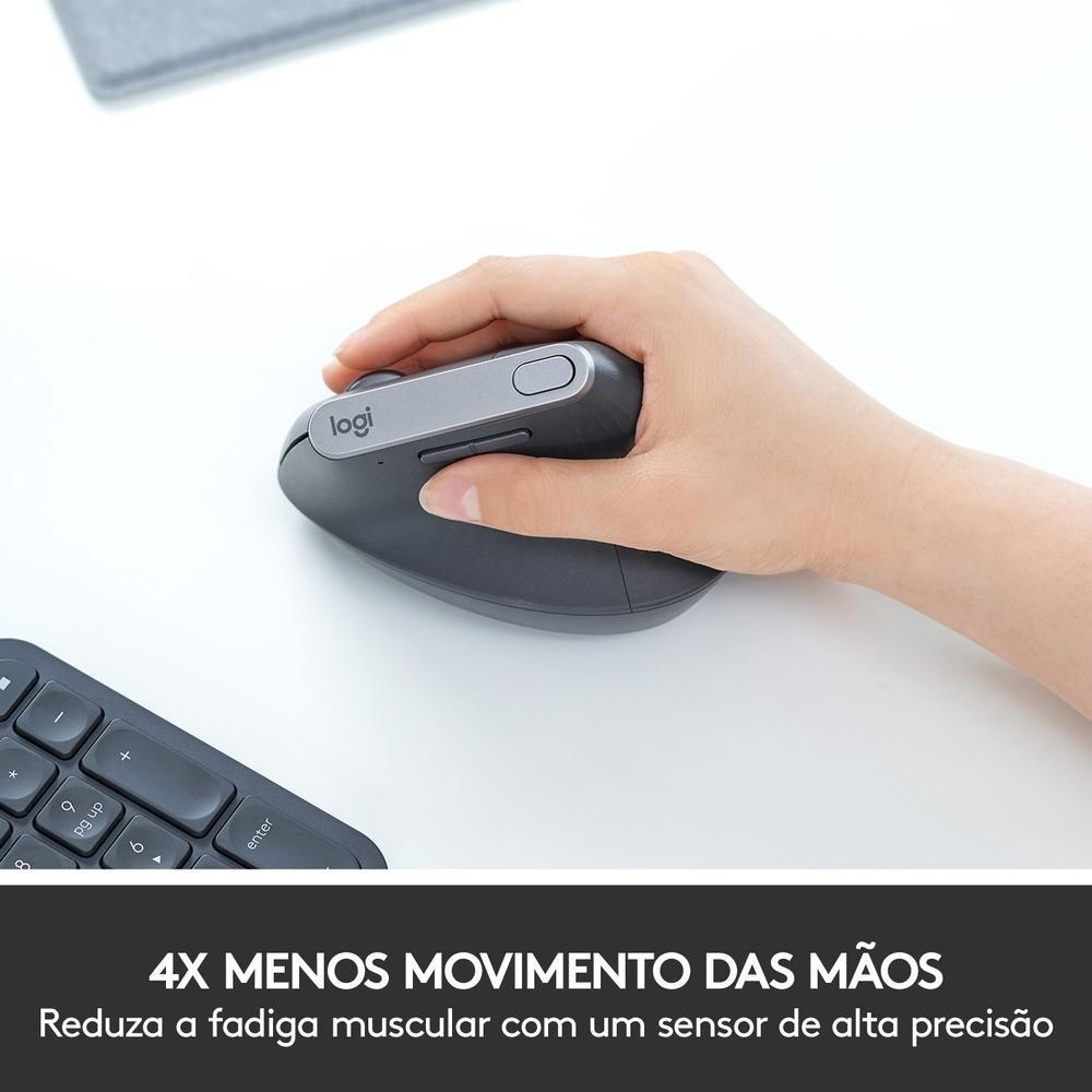 Mouse sem fio Logitech MX Vertical Design Ergonômico para Redução de Tensão Muscular, USB Unifying ou Bluetooth, Recarregável - 910-005449 - 6