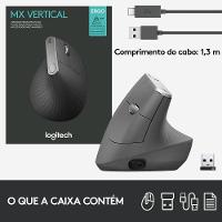 Mouse sem fio Logitech MX Vertical Design Ergonômico para Redução de Tensão Muscular, USB Unifying ou Bluetooth, Recarregável - 910-005449 - 7