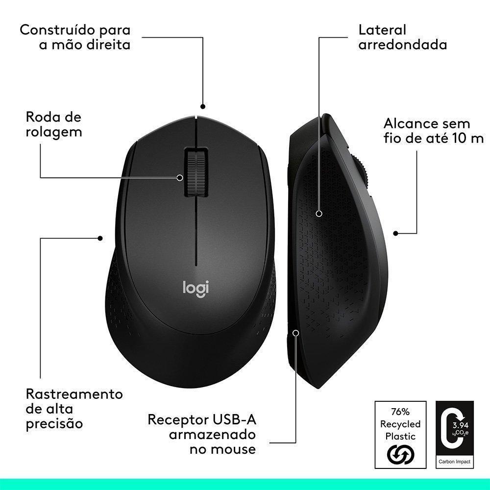 Mouse sem fio Logitech M280 com Conexão USB e Pilha Inclusa, Preto - 910-004284 - 4