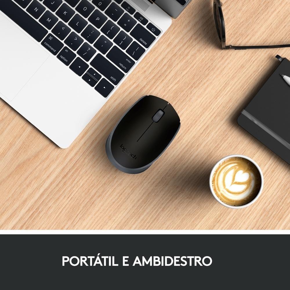 Mouse sem fio Logitech M170 com Design Ambidestro Compacto, Conexão USB e Pilha Inclusa, Preto - 910-004940 - 8