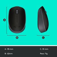 Mouse sem fio Logitech M170 com Design Ambidestro Compacto, Conexão USB e Pilha Inclusa, Preto - 910-004940 - 2