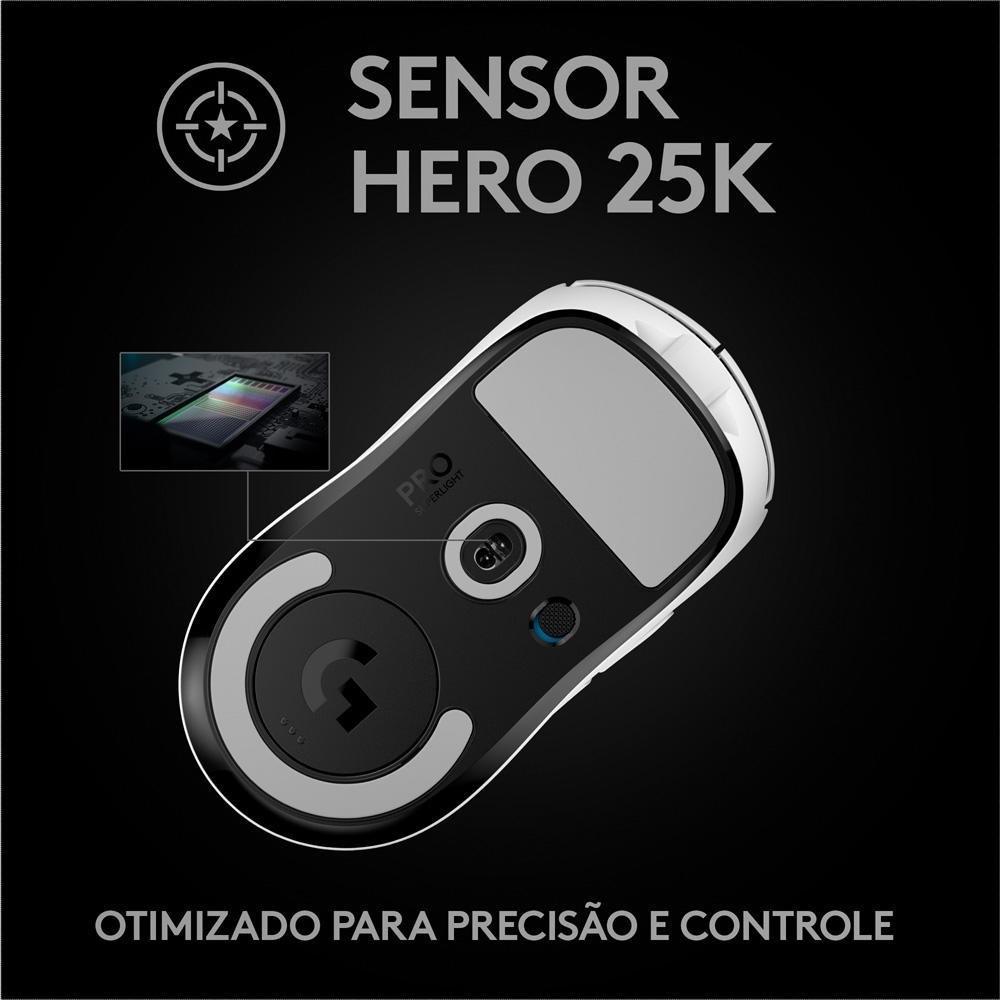 Mouse Sem Fio Gamer Logitech G PRO X Superlight, Lightspeed, 25000 DPI, 5 Botões, Branco - 910-005941 - 3