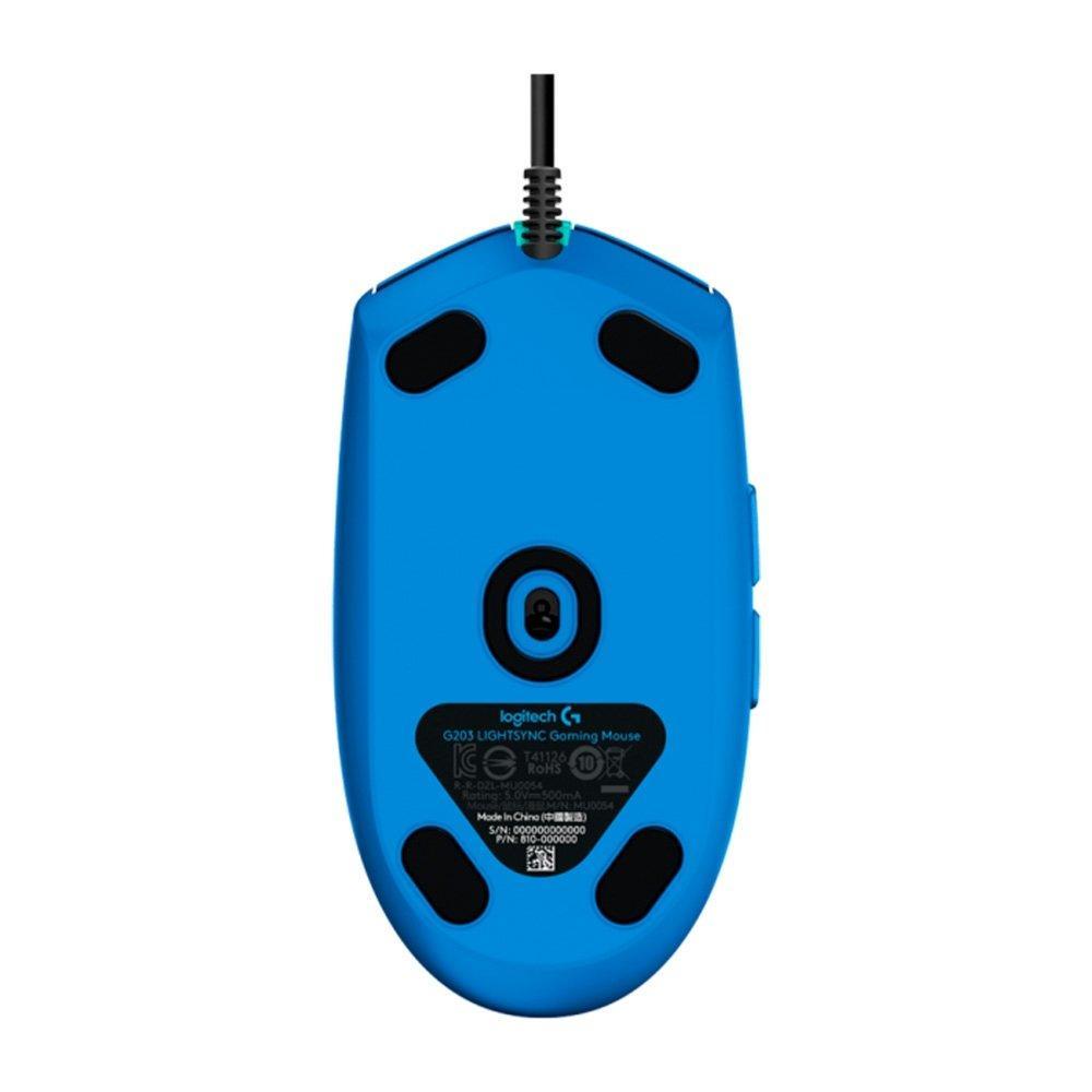 Mouse Gamer Logitech G203 LIGHTSYNC RGB, Efeito de Ondas de Cores, 6 Botões Programáveis e Até 8.000 DPI, Azul - 910-005795 - 2