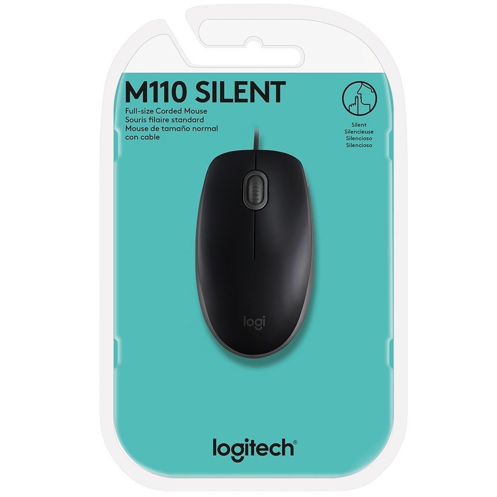 Mouse com fio USB Logitech M110 com Clique Silencioso, Design Ambidestro e Facilidade Plug and Play, Preto - 910-006756 - 5