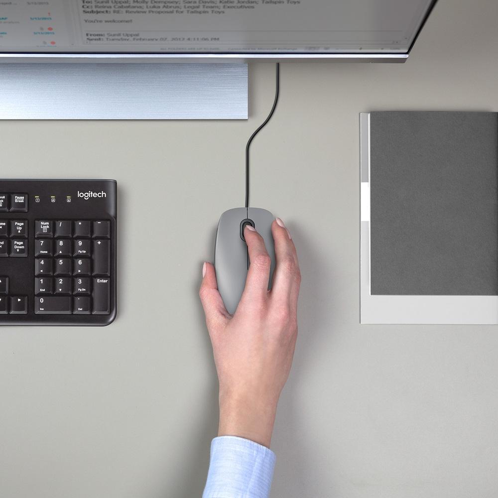 Mouse com fio USB Logitech M110 com Clique Silencioso, Design Ambidestro e Facilidade Plug and Play, Cinza - 910-006757 - 2