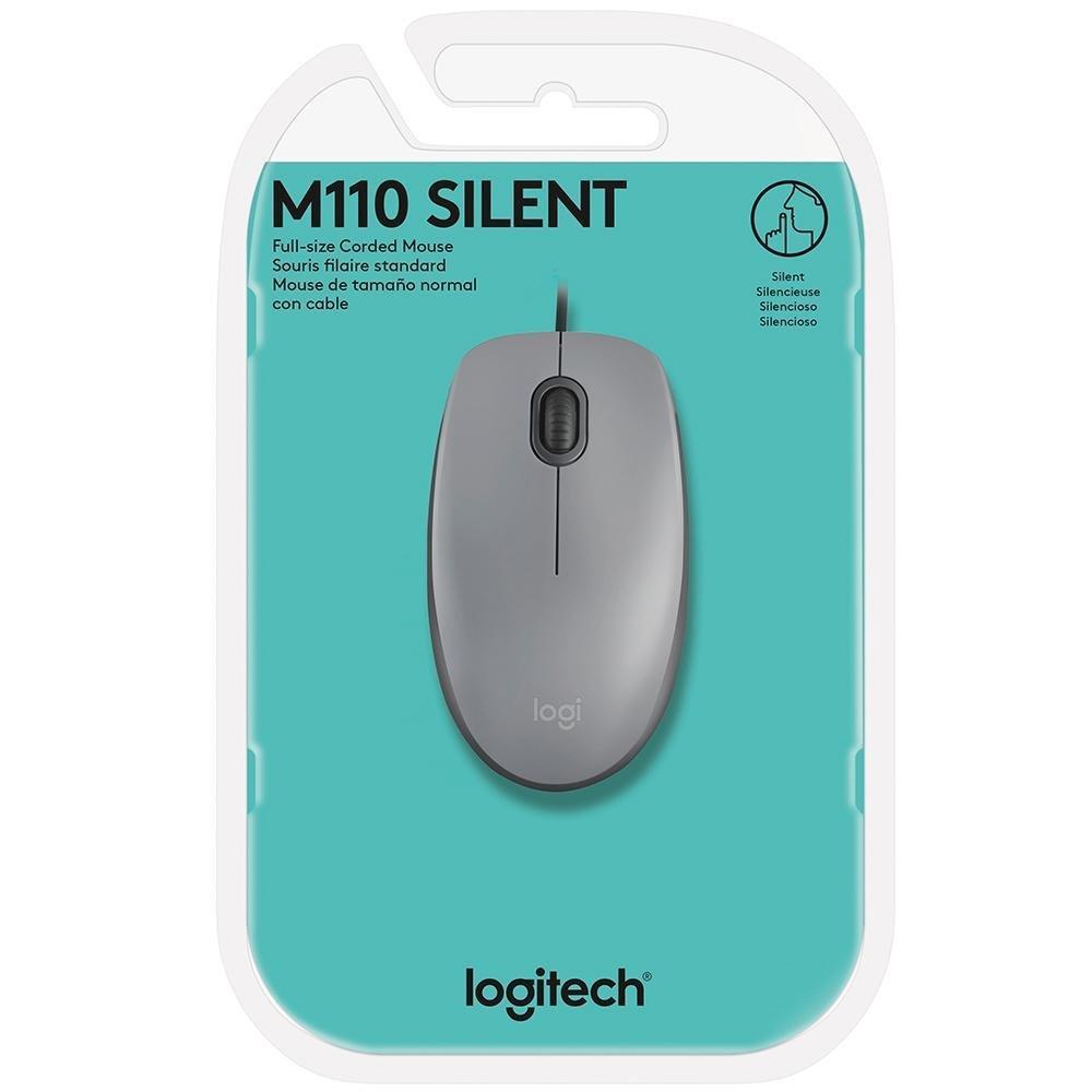Mouse com fio USB Logitech M110 com Clique Silencioso, Design Ambidestro e Facilidade Plug and Play, Cinza - 910-006757 - 5