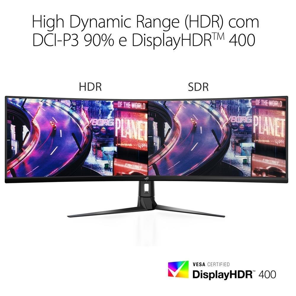 Monitor Gamer Curvo ASUS ROG Swift 49", DFHD, UltraWide, 144Hz, FreeSync Premium, HDR 10, Altura Ajustável, Som Integrado - XG49VQ - 2